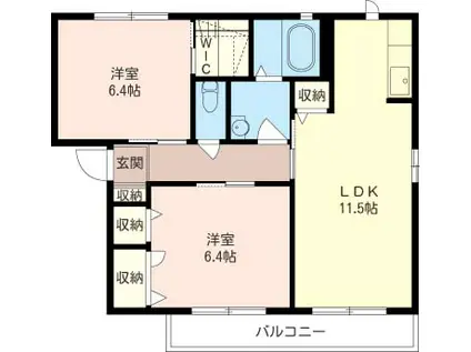 オークヒルズIII(2LDK/2階)の間取り写真
