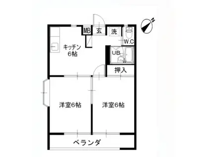 エステートピアみしまやV(2DK/2階)の間取り写真