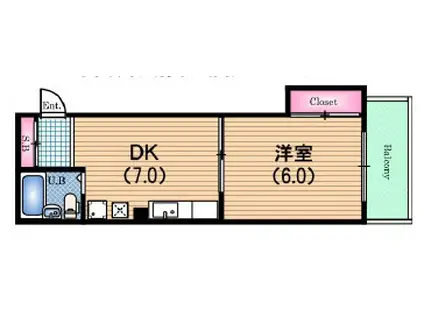 桜川コーポ(1DK/3階)の間取り写真