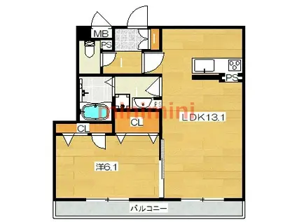 グランルミナス(1LDK/3階)の間取り写真