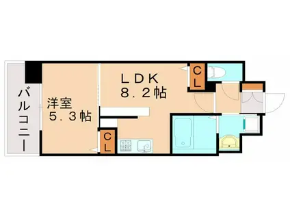 パルク クレール博多(1LDK/4階)の間取り写真