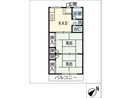 紅屋コーポ(2K/2階)の間取り写真
