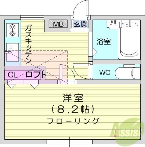 パル柏木(1K/2階)の間取り写真