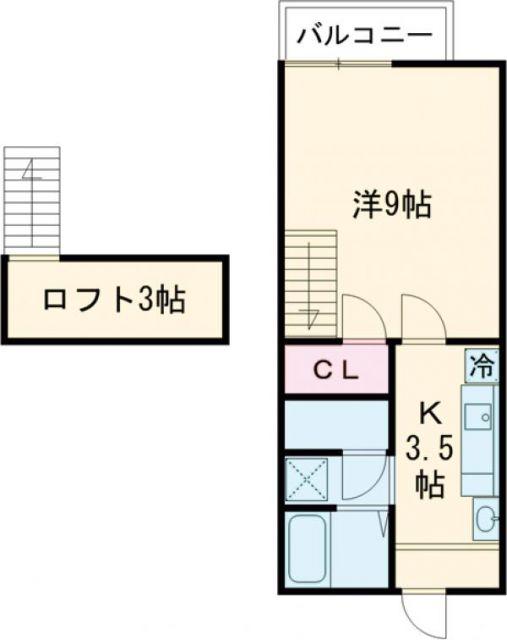 ポートヒルズ御船(1K/1階)の間取り写真