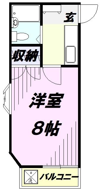 ベルウィング小手指(1K/2階)の間取り写真