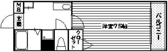 セブンビル(1K/3階)の間取り写真