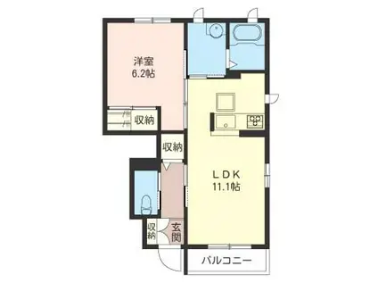 グランメール・II(1LDK/1階)の間取り写真