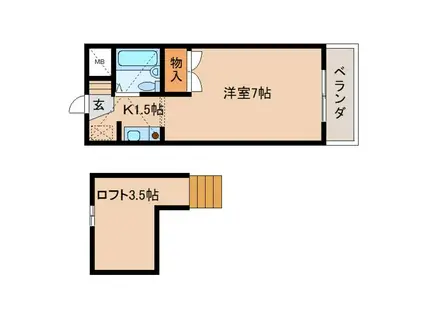 シティパレス21佐保川PARTVIII(1K/2階)の間取り写真