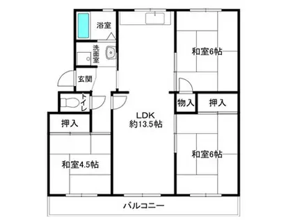 名谷6団地23号棟(3LDK/3階)の間取り写真