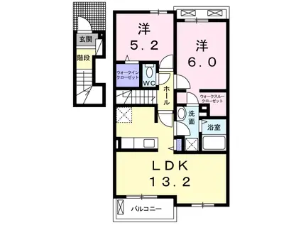 クレール(2LDK/2階)の間取り写真