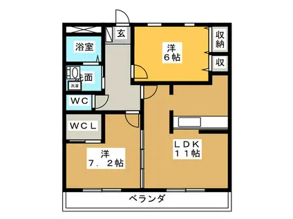 コラル・リーフ21(2LDK/6階)の間取り写真