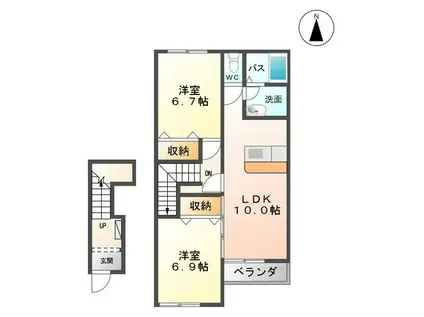 カーサフェンテ(2LDK/2階)の間取り写真