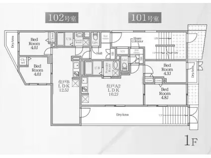HJクラウンI(2LDK/1階)の間取り写真