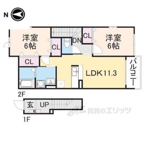 エスペランサ1(2LDK/2階)の間取り写真