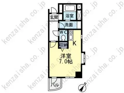 パールハイム錦町(1K/2階)の間取り写真