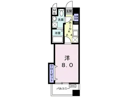 レジデンス下伊福 颯(1K/4階)の間取り写真