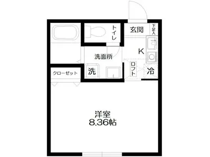 ブルーシエル(1K/2階)の間取り写真