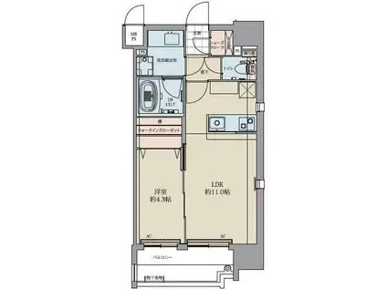 プレスタイル大濠公園(1LDK/3階)の間取り写真