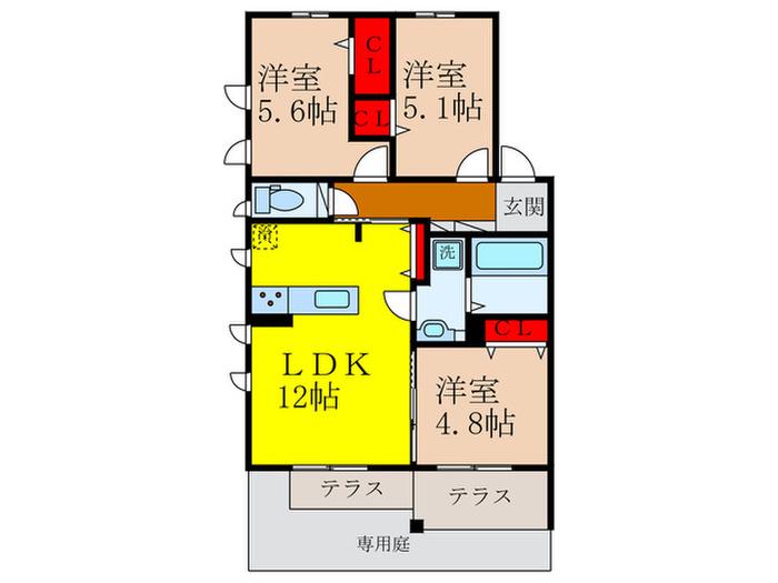 EMINENCE A棟(3LDK/1階)の間取り写真