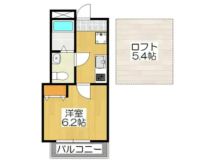 ベルビュー深草(ワンルーム/2階)の間取り写真