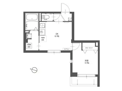 ビューノボール(1DK/2階)の間取り写真