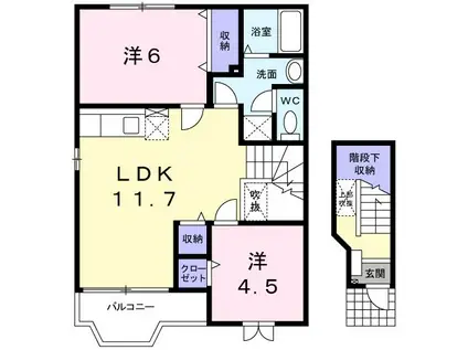 ラフレシールMIZUKI A棟(2LDK/2階)の間取り写真