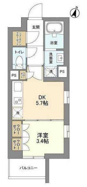 コスモグラシア学芸大学(1DK/1階)の間取り写真