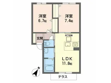 シャーメゾン千鳥(2LDK/1階)の間取り写真