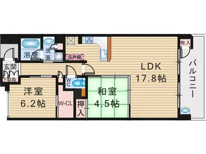 ワコーレ豊中ステーションウィング(2LDK/13階)の間取り写真