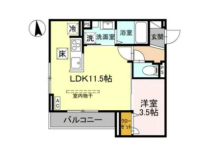フローリッシュ(1LDK/1階)の間取り写真