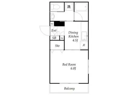 アーサクラスト 海老澤(1DK/2階)の間取り写真