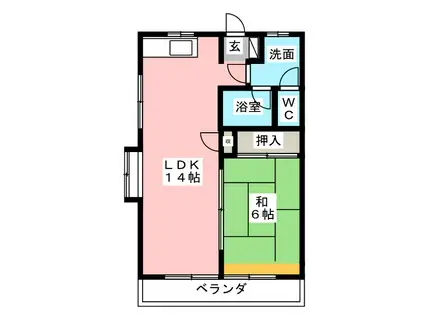 カパルーフ(1LDK/2階)の間取り写真
