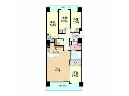 クリオ東札幌プレミアムスクエア(4LDK/11階)の間取り写真