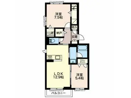 セヴェルシャンテ(2LDK/3階)の間取り写真