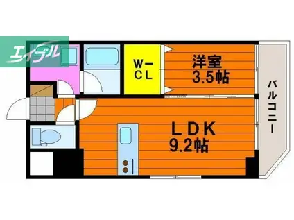 スカイガーデン春日町(1LDK/2階)の間取り写真