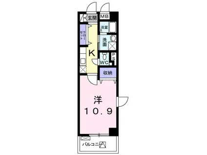 シャン・ド・フルール(1K/3階)の間取り写真