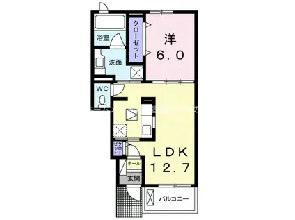 フォルシュ芦原 II(1LDK/1階)の間取り写真