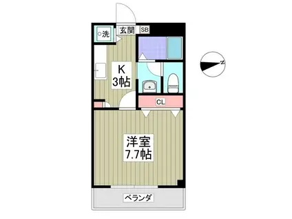 KURADO片柳(1K/2階)の間取り写真