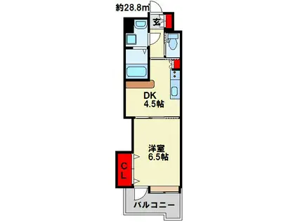 プレステージ・デル・エアプレイン(1DK/13階)の間取り写真