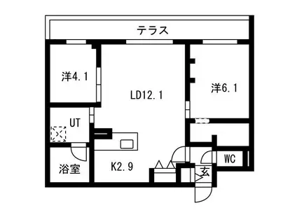 カーサ・レジデンス(1LDK/3階)の間取り写真