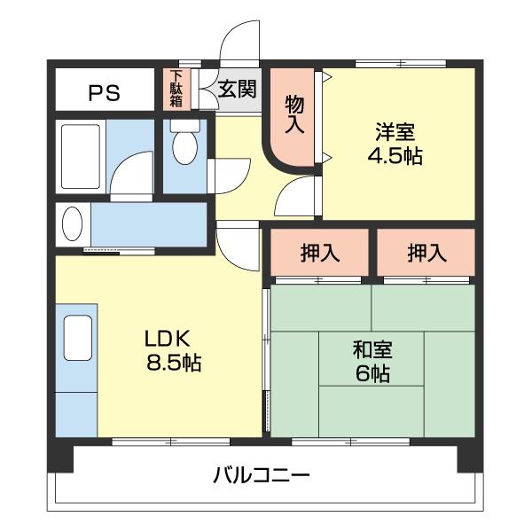 西村組マンション(2LDK/4階)の間取り写真