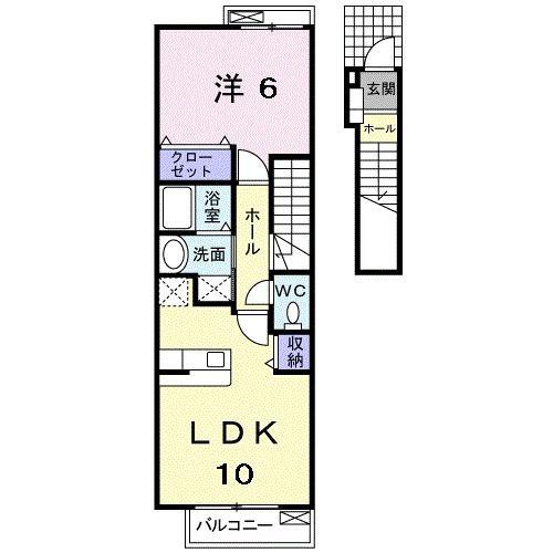 カリーノ・K(1LDK/2階)の間取り写真
