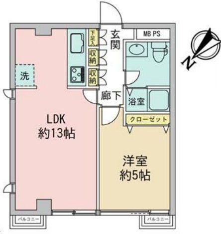 コスモスパジオ用賀(1LDK/2階)の間取り写真