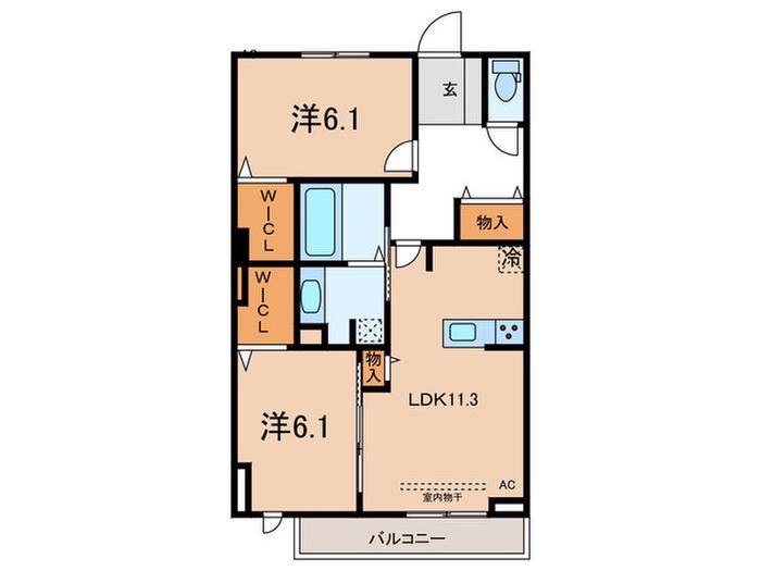 リアン朝霧(2LDK/3階)の間取り写真