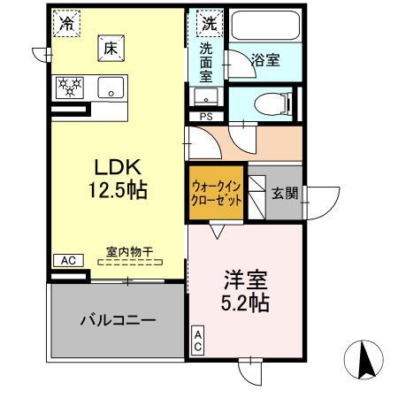 ANNAMARIE F(1LDK/1階)の間取り写真