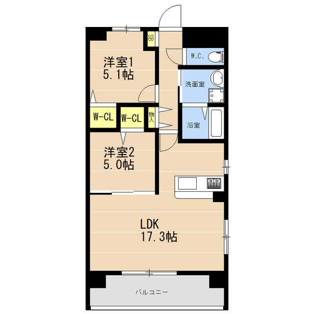 VALENTIA友泉亭(2LDK/4階)の間取り写真