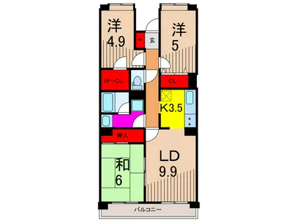 ウイングプラザ(3LDK/9階)の間取り写真