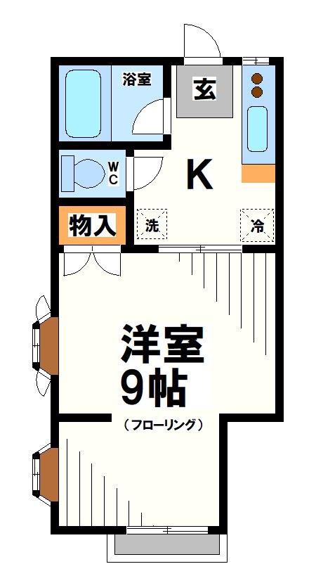 アイランドハウス(1K/1階)の間取り写真