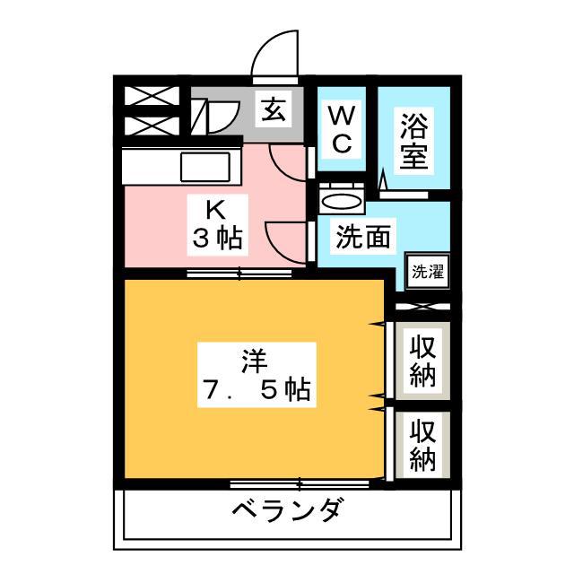 ピアーチェII(1K/2階)の間取り写真