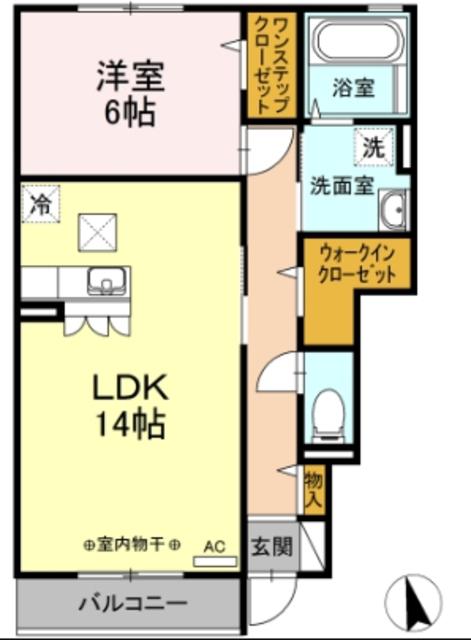 ウイングコート(1LDK/1階)の間取り写真